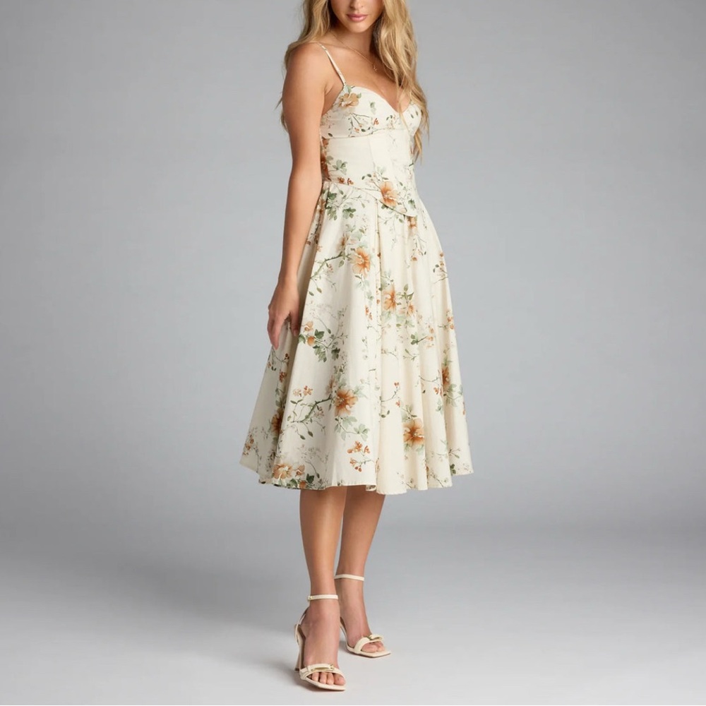 Windsor - garden party goals floral corset A-line midi dress